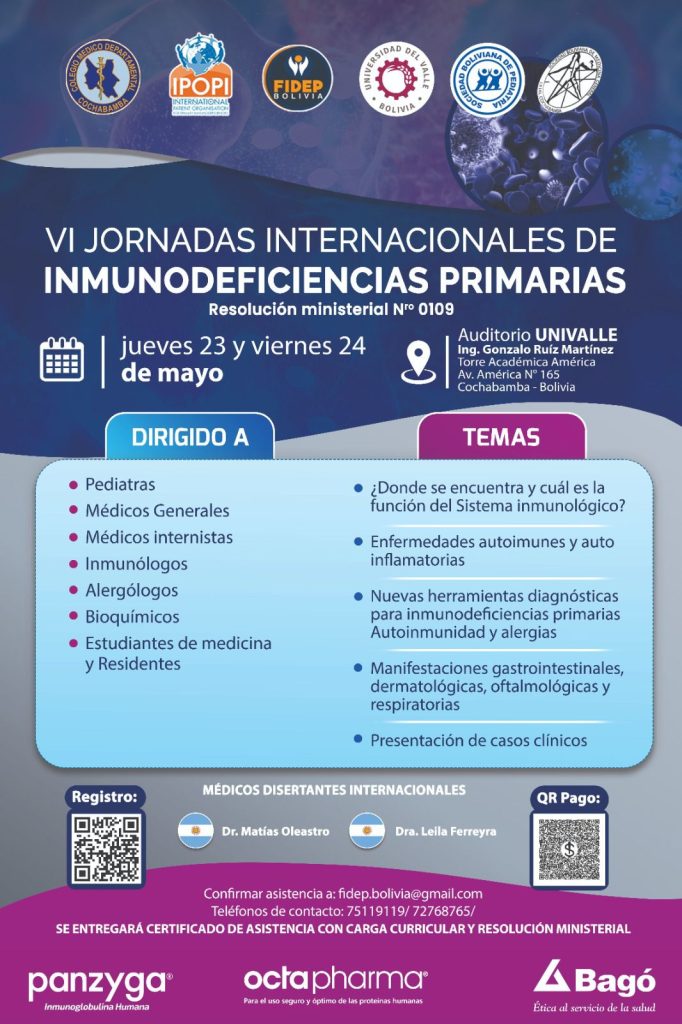 VI JORNADAS INTERNACIONALES DE INMUNODEFICIENCIAS PRIMARIAS – COCHAMBAMBA, BOLIVIA